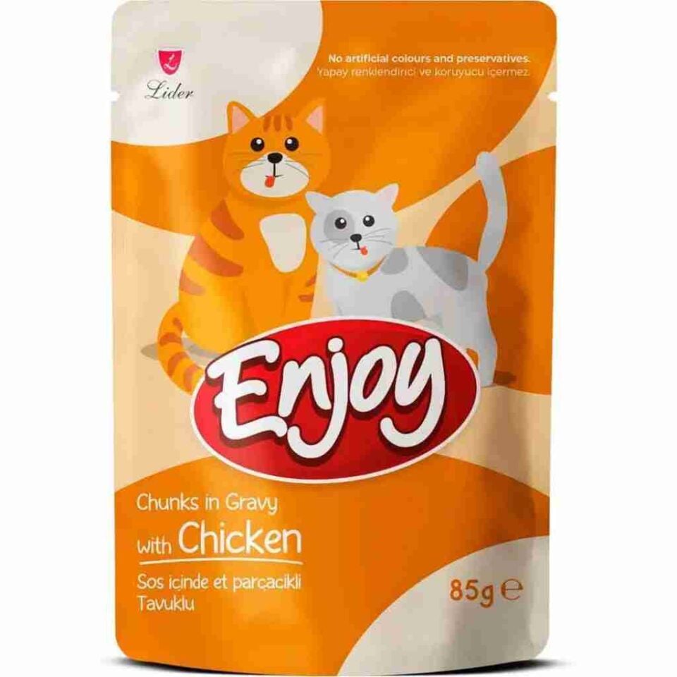 Enjoy Sos İçinde Parçacıklı Tavuklu Kedi Pouch Yaş Maması 85 Gr