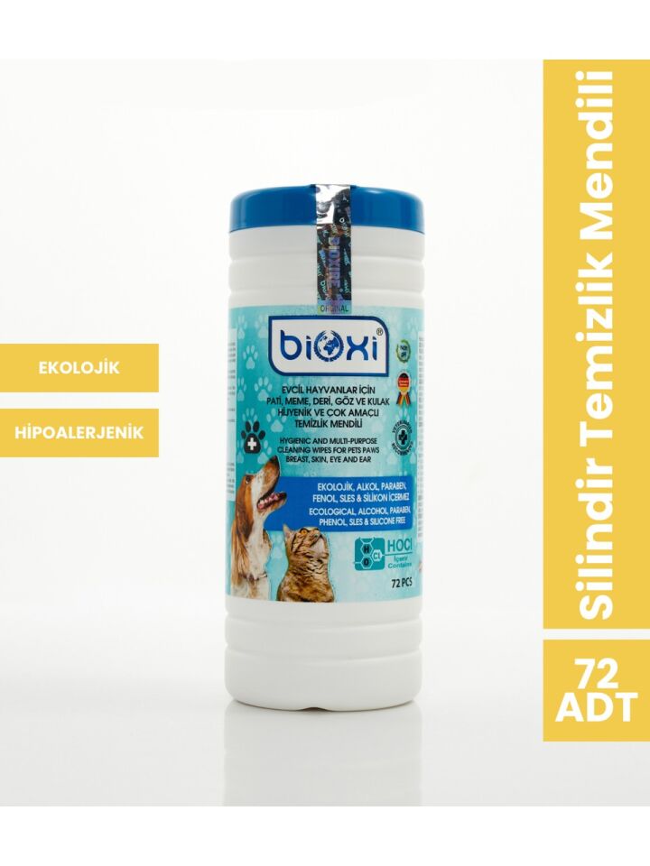Bioxi Evcil Hayvanlar İçin Hijyenik ve Çok Amaçlı Temizleme Silindir Kova Mendil (72'li)