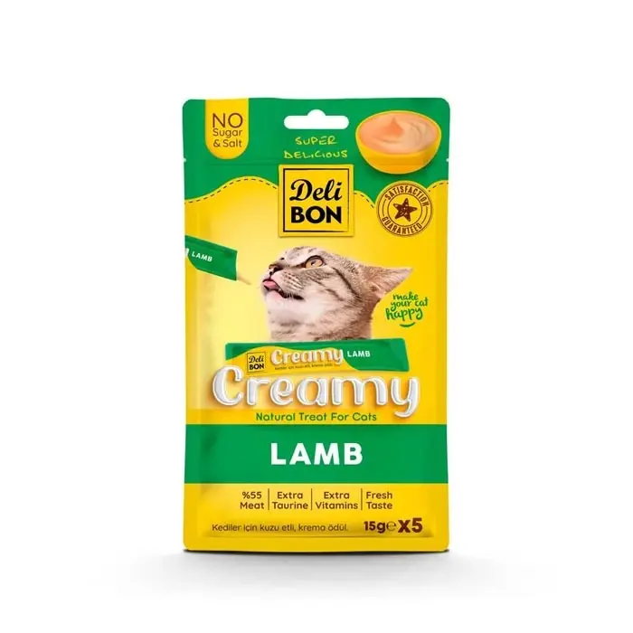 Delibon Creamy Kuzulu Sıvı Kedi Ödül Maması 5x15gr