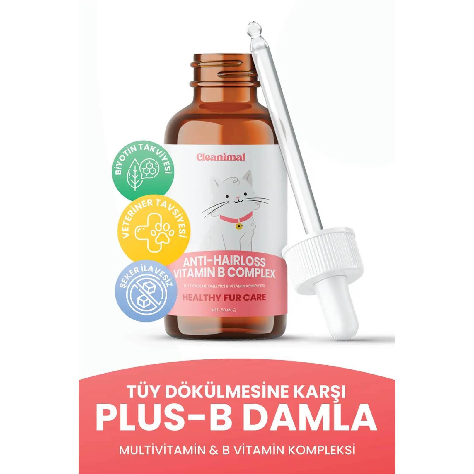 Cleanimal Kediler İçin Tüy Dökülme Önleyici Besin Takviyesi 50 ml