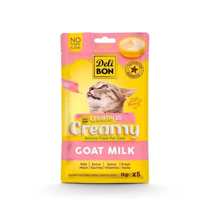 Delibon Creamy Keçi Sütlü Sıvı Kedi Ödül Maması 5x15gr
