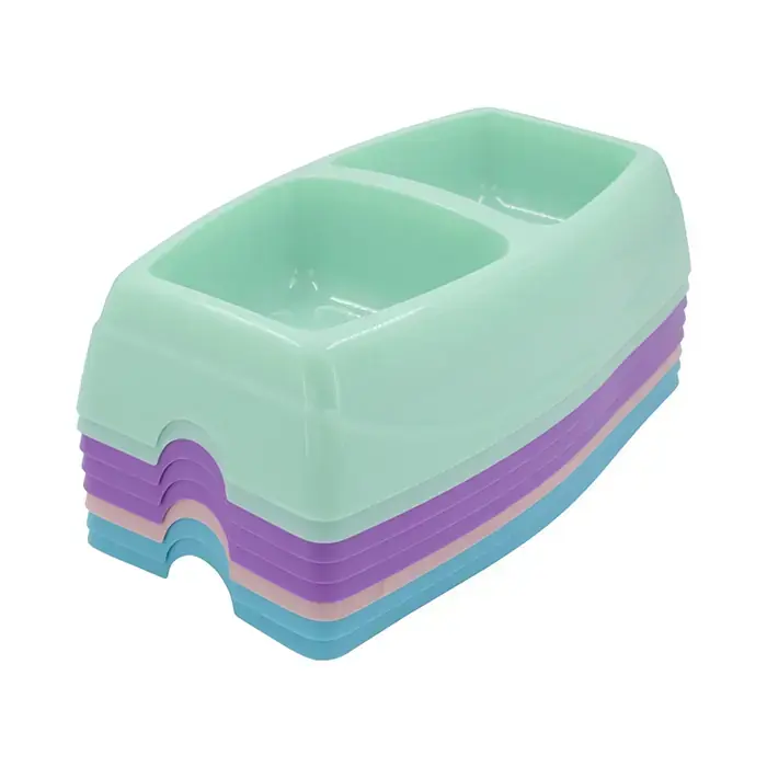 Plastik İkili Büyük Mama/Su Kabı 30,5x19,5x7,5 CM