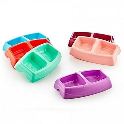 Plastik İkili Büyük Mama/Su Kabı 30,5x19,5x7,5 CM