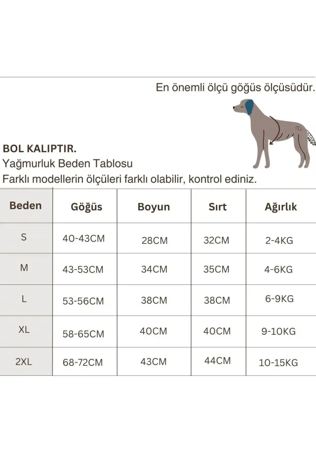 Salya Köpek Yağmurlukları, Su Geçirmez Köpek Yağmurluğu, Kiremit