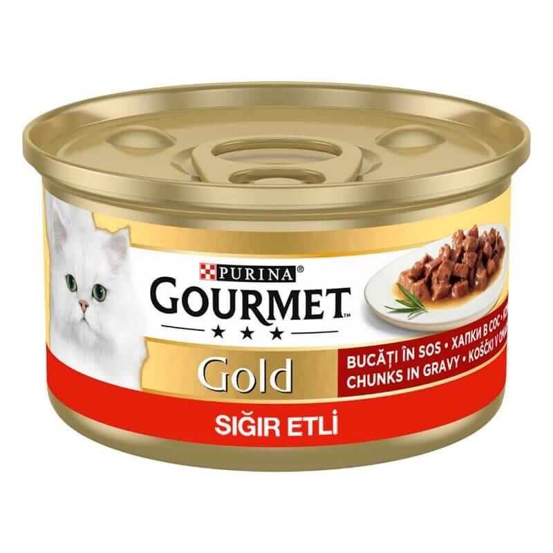 Gourmet Gold Parça Etli Soslu Sığır Etli Kedi Konservesi 85 Gr