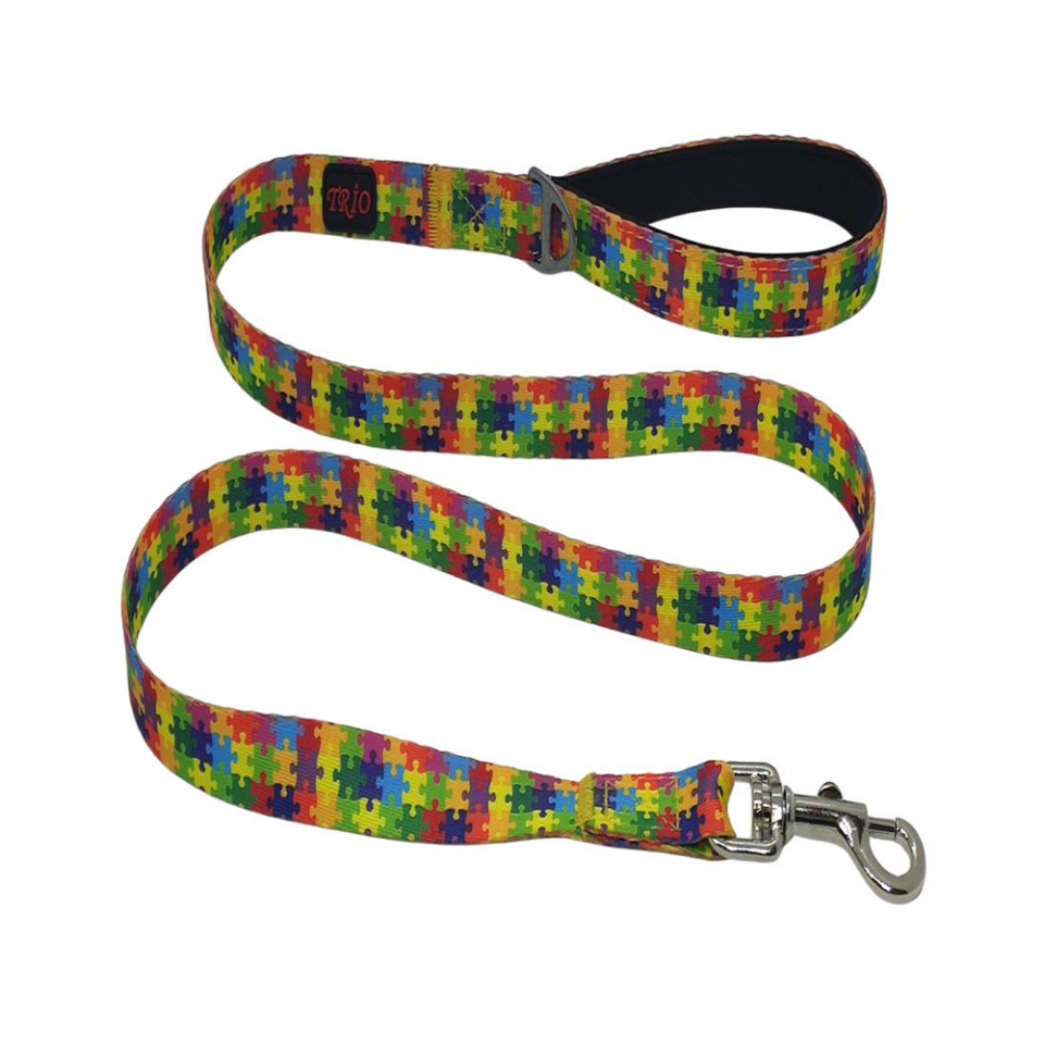 Luckypaw Trio Puzzle Desenli Kedi ve Köpek Gezdirme Kayışı (130 x 2 cm)