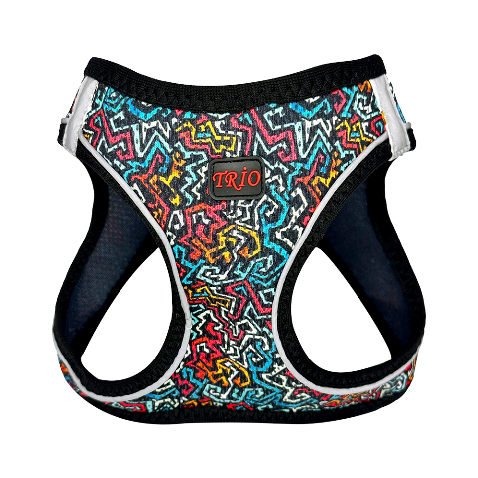 Luckypaw Trio Air-Mesh Graffiti Kedi ve Köpek Göğüs Tasması (2XS)