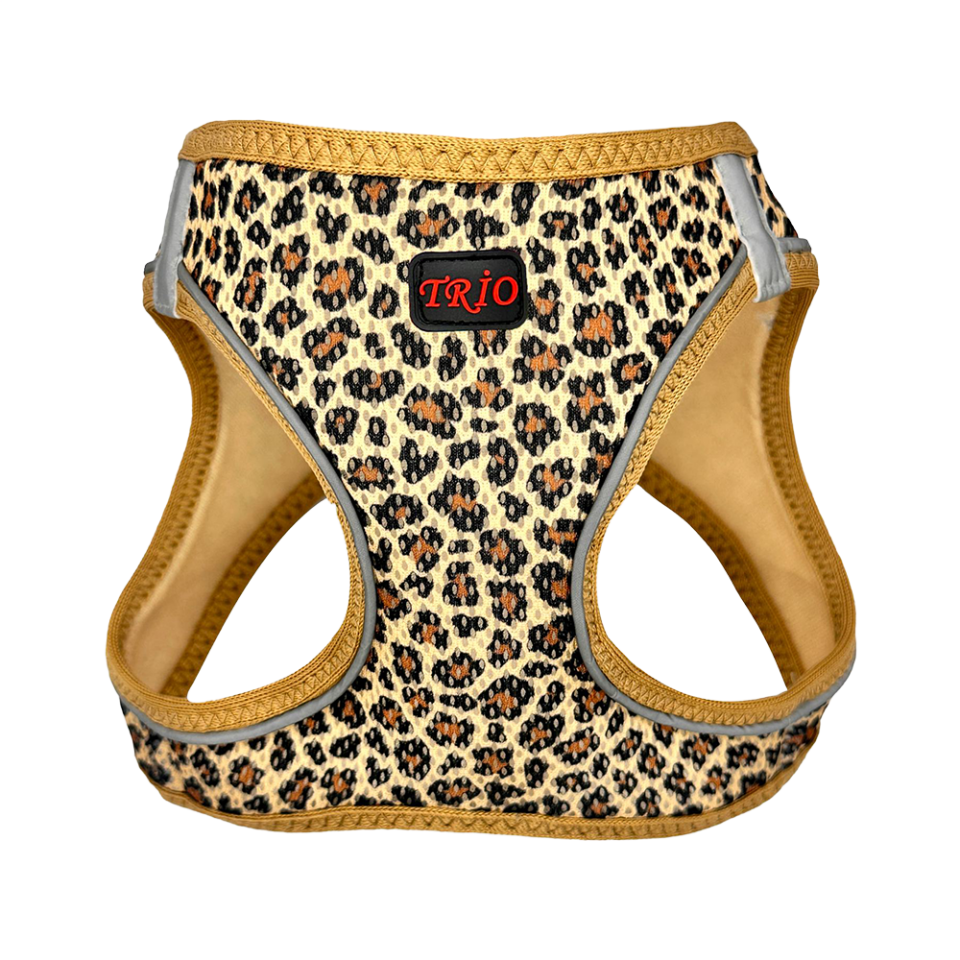 Luckypaw Air-Mesh Leopard Kedi ve Köpek Göğüs Tasması (M)
