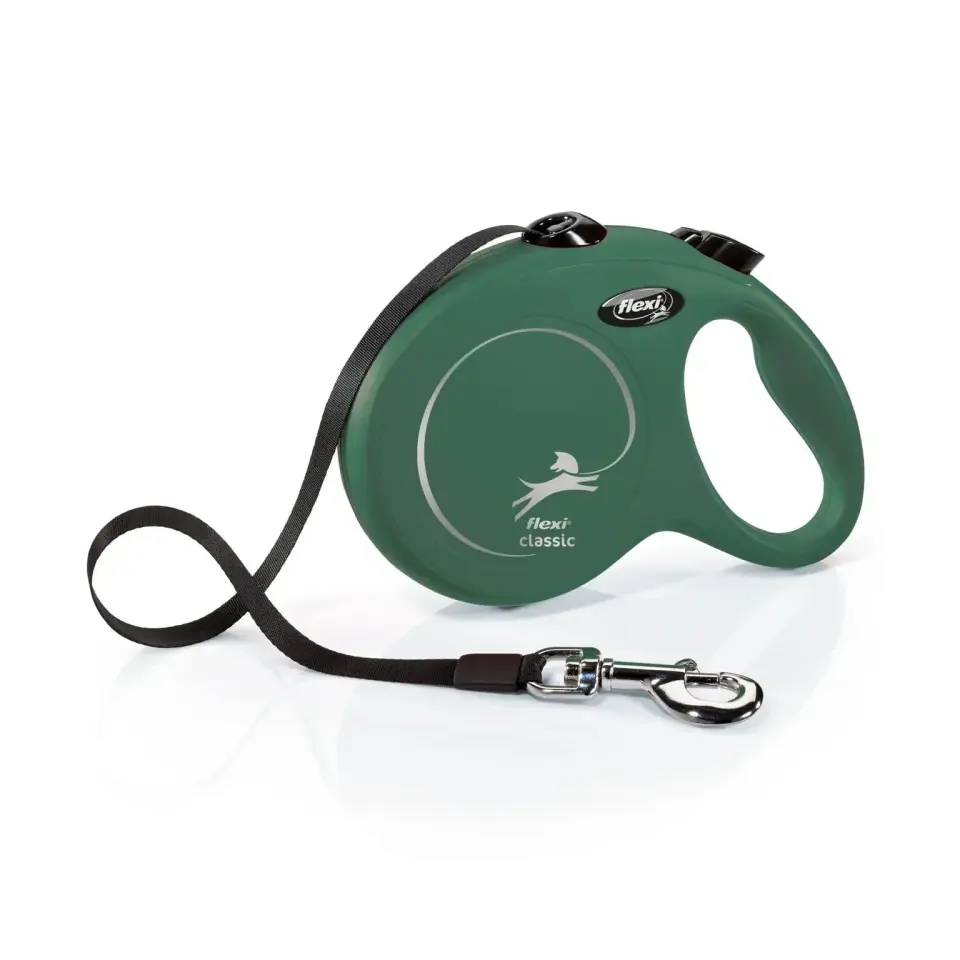Flexi New Classic Şerit Otomatik Köpek Gezdirme Tasması Small Yeşil 5 Mt