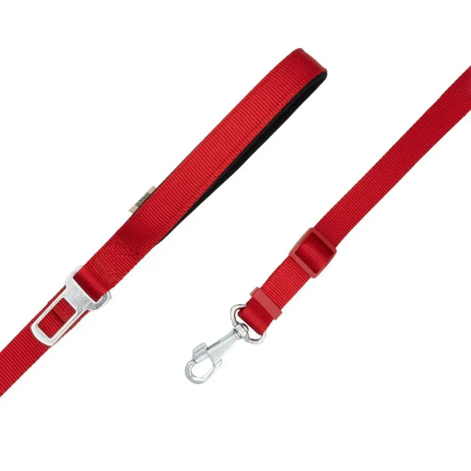 Doggie Dokumadan El Yapımı Emniyet Kemerli Köpek Gezdirme Aparatı 2,5x80-120cm - Red