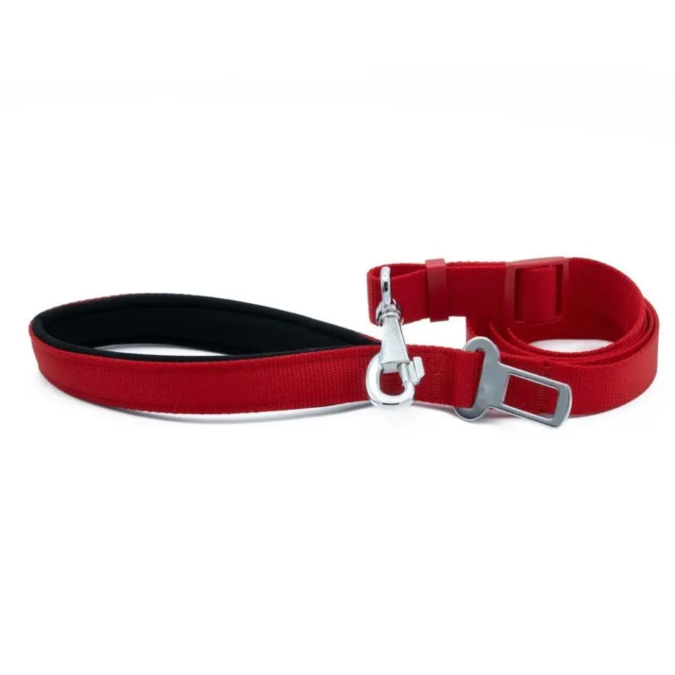Doggie Dokumadan El Yapımı Emniyet Kemerli Köpek Gezdirme Aparatı 2,5x80-120cm - Red