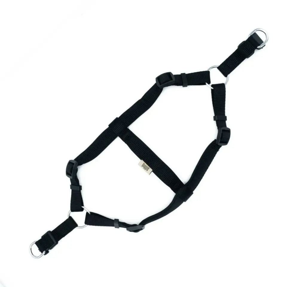 Doggie Konforlu Dokumadan El Yapımı Ronin Model Köpek Göğüs Tasması Siyah (2 x 45 - 55 cm)