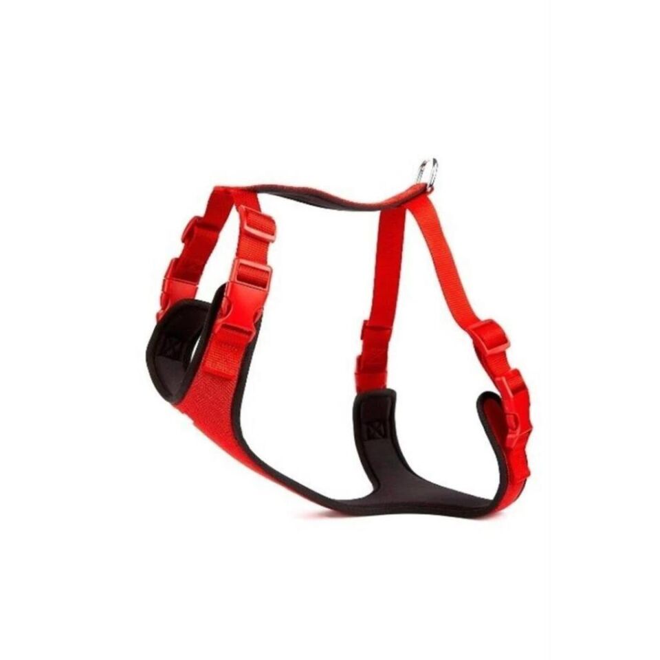 Doggie Havalı Dokuma Köpek Göğüs Tasması Kırmızı (2 x 45 - 55 cm)