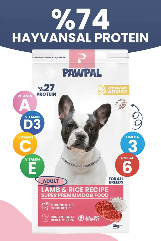 Pawpal Kuzu Eti ve Pirinçli Yetişkin Köpek Maması 3 Kg