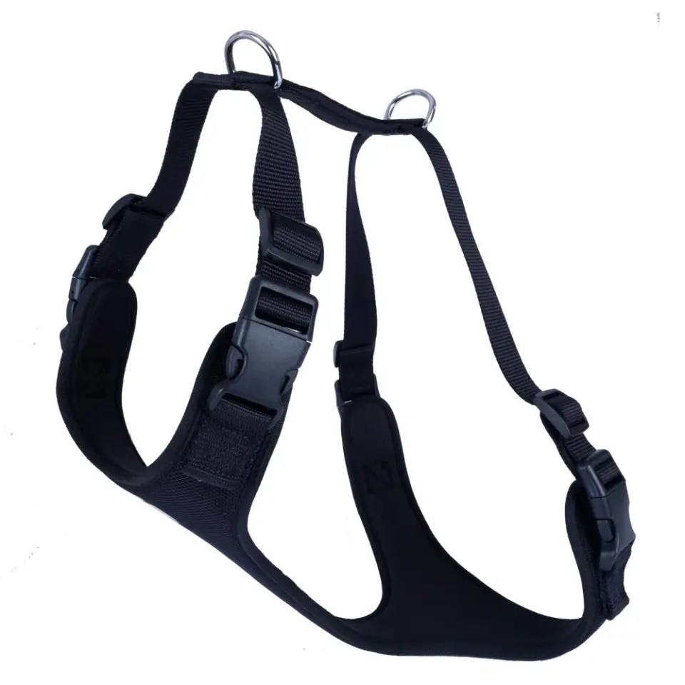 Doggie Havalı Dokuma Köpek Göğüs Tasması Siyah (2,5 x 70 - 80 cm)