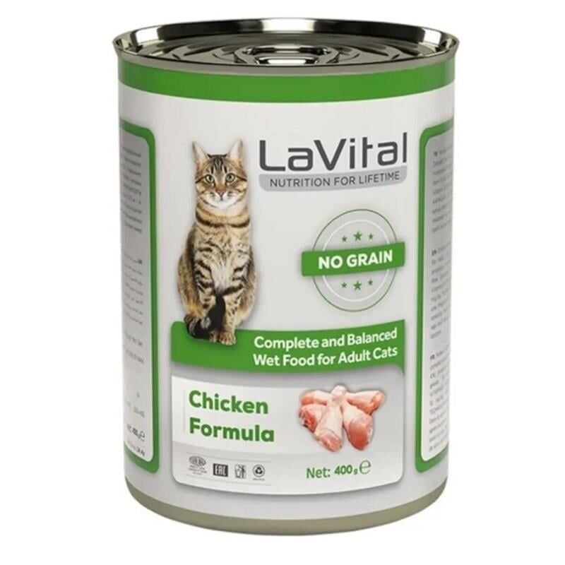 Lavital Tavuklu Tahılsız Ezme Kedi Konservesi 400gr