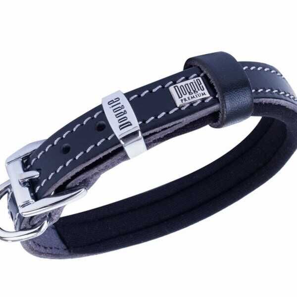 Doggie Konfor Deri Boyun Tasması Siyah 1,5x20 25 Cm