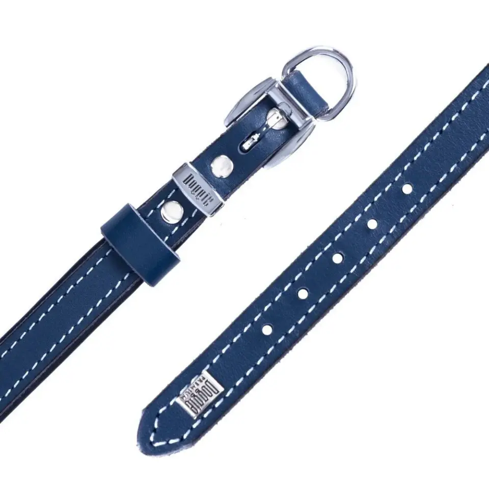 Doggie Konforlu Gerçek Deriden El Yapımı  Boyun Tasması 1,5x20-25cm - Royal Blue