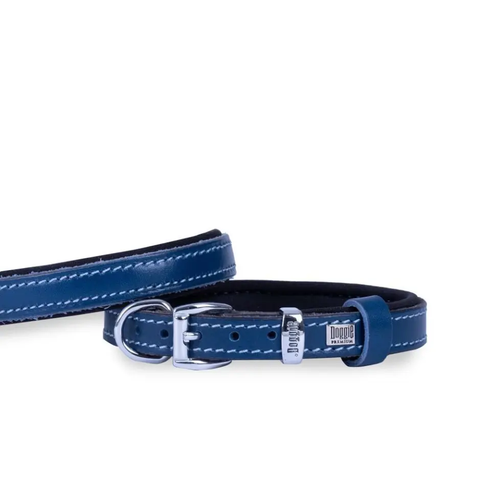 Doggie Konforlu Gerçek Deriden El Yapımı  Boyun Tasması 1,5x20-25cm - Royal Blue