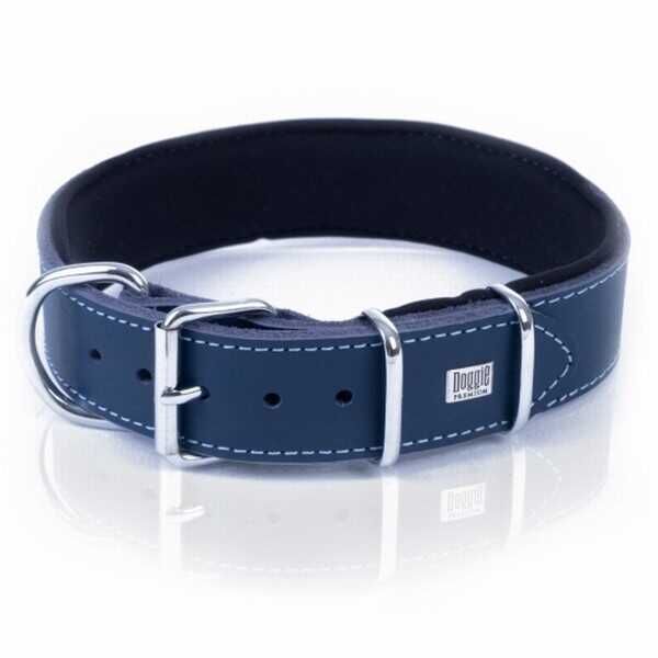 Doggie Çift Kat Deri Köpek Boyun Tasması Royalblue 4x52-60 Cm