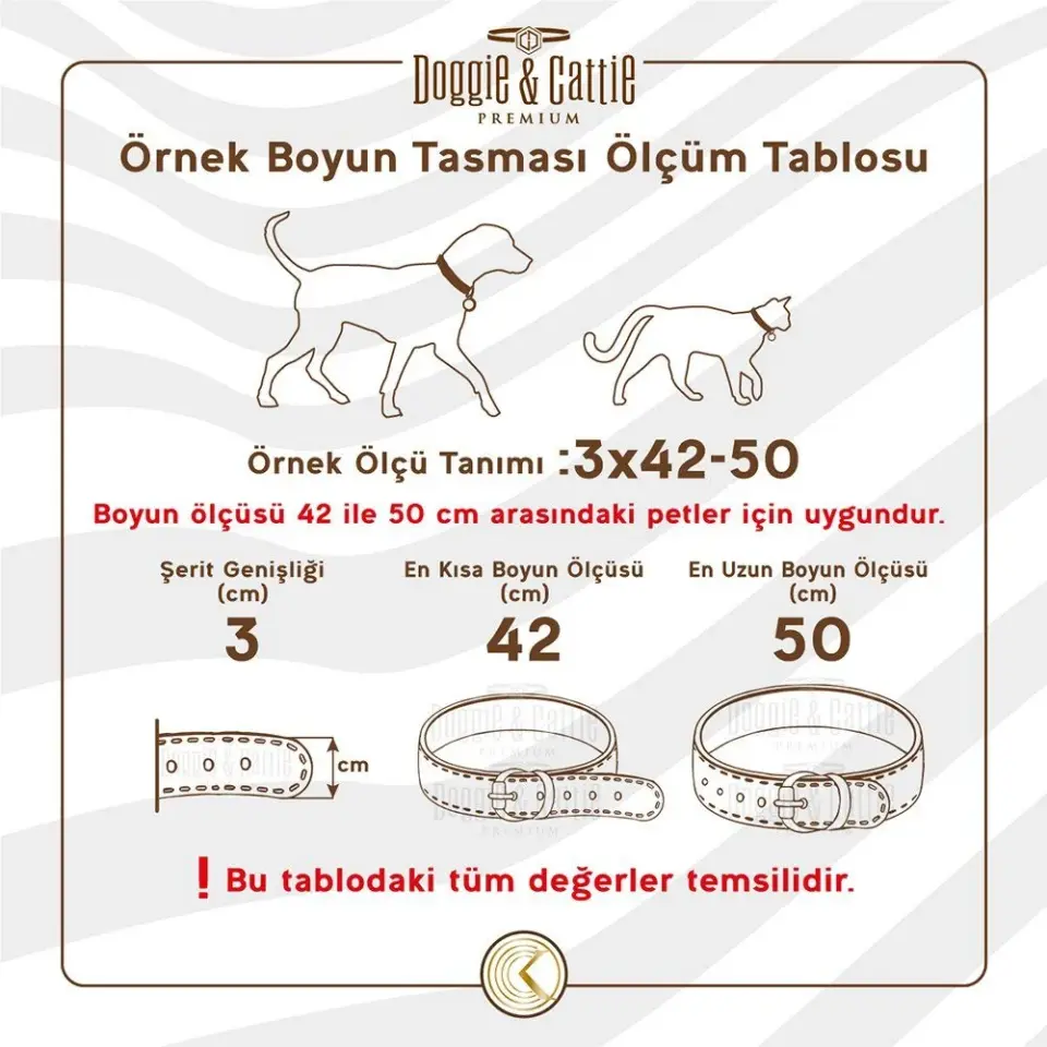 Doggie Konforlu Gerçek Deriden El Yapımı Kemik Desenli Köpek Boyun Tasması 4x52-60cm - Siyah