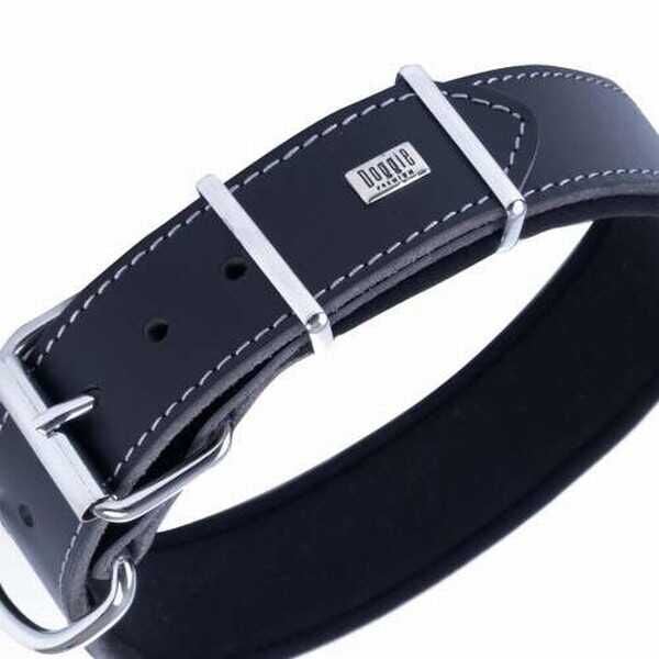 Doggie Çift Kat Deri Köpek Boyun Tasması Siyah 4x57-65 Cm