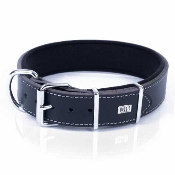 Doggie Çift Kat Deri Köpek Boyun Tasması Siyah 4x57-65 Cm