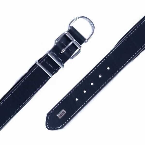 Doggie Çift Kat Deri Köpek Boyun Tasması Siyah 4x57-65 Cm