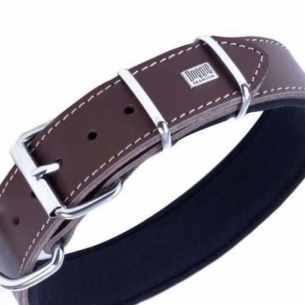 Doggie Çift Kat Deri Köpek Boyun Tasması Kahverengi 4x47-55 Cm