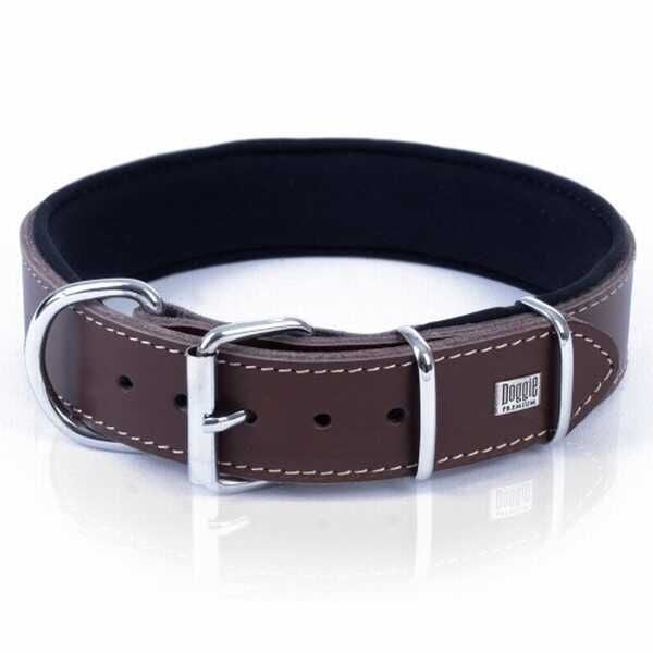 Doggie Çift Kat Deri Köpek Boyun Tasması Kahverengi 4x47-55 Cm