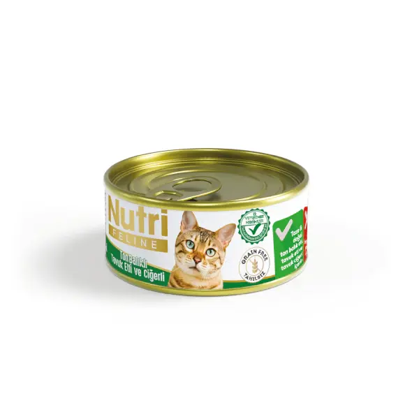 Nutri Kıyılmış Ton Balıklı Ciğerli ve Tavuk Etli Tahılsız Yetişkin Kedi Konservesi 85gr