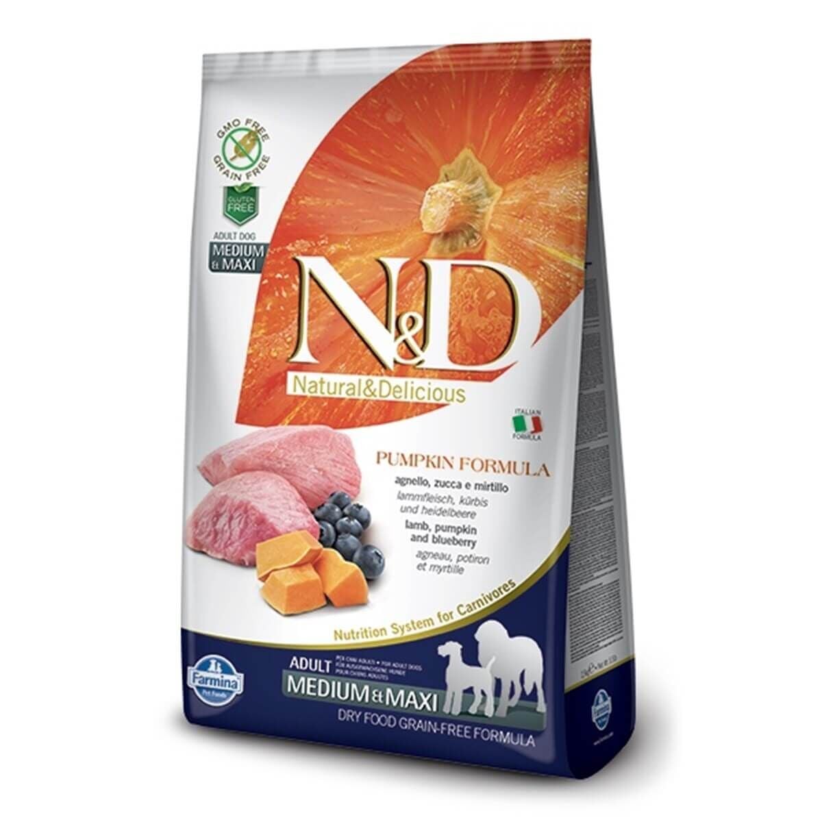 N&D Balkabaklı Kuzu Etli Medium Maxi Tahılsız Köpek Maması 2.5 Kg