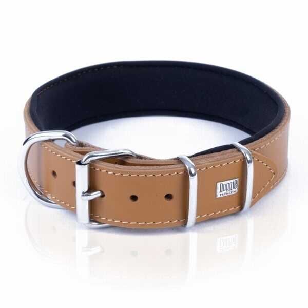 Doggie Çift Kat Deri Köpek Boyun Tasması Camel 4x57-65 Cm
