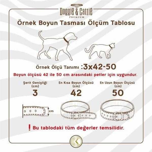 Doggie Çift Kat Deri Köpek Boyun Tasması Camel 4x57-65 Cm