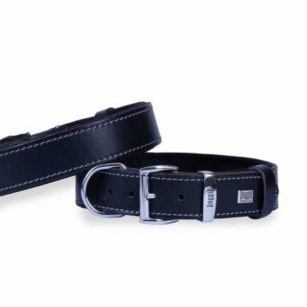 Doggie Konfor Deri Köpek Boyun Tasması Siyah 3,5x52 60 Cm