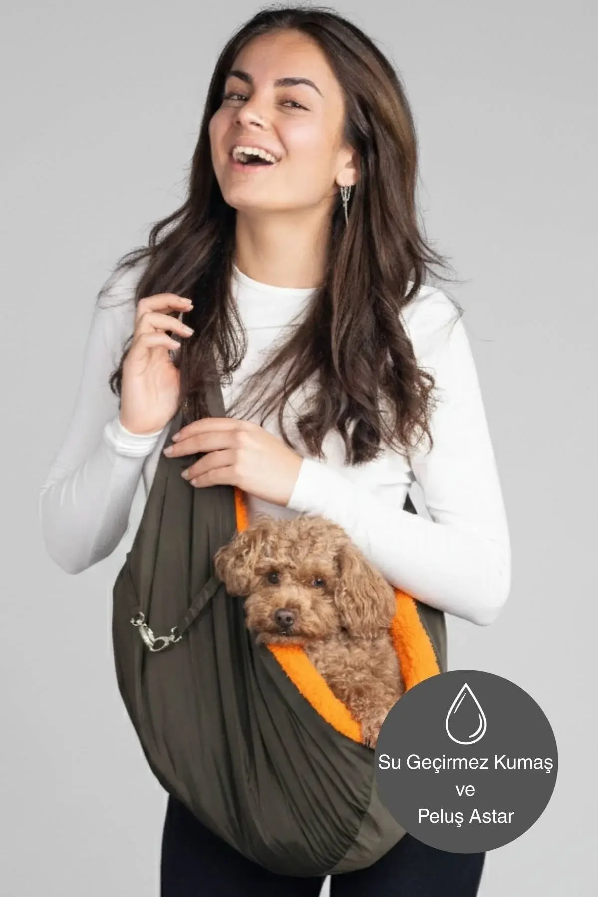 Salya Peluşlu Kedi - Köpek Taşıma Çantası Haki - Anne Kucağı