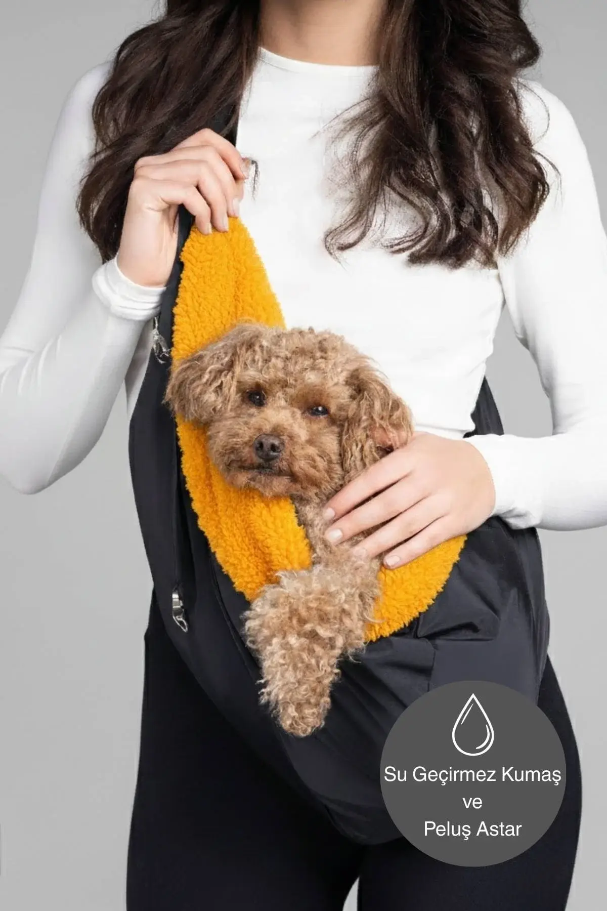 Salya Peluşlu Kedi - Köpek Taşıma Çantası Siyah - Anne Kucağı