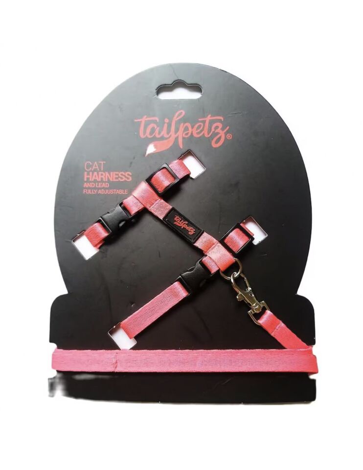 Tailpetz Cat Harness Kedi Göğüs Tasması Pembe