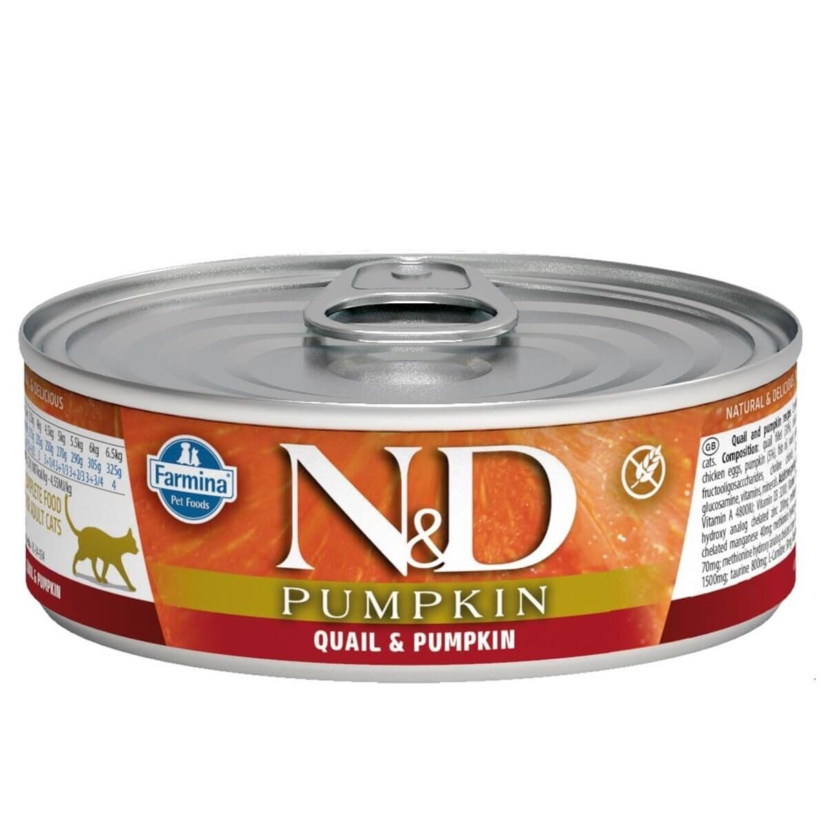 N&D Pumpkin Bal Kabaklı ve Bıldırcınlı Tahılsız Yetişkin Kedi Konservesi 70gr