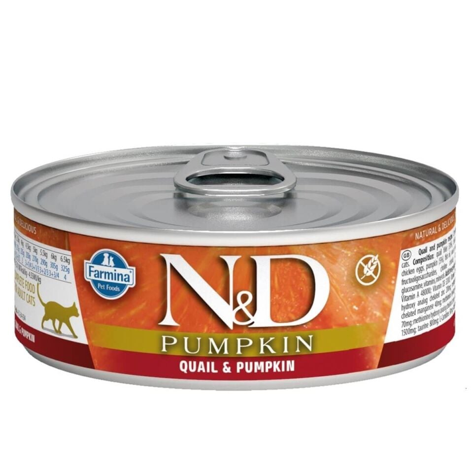 N&D Pumpkin Bal Kabaklı ve Bıldırcınlı Tahılsız Yetişkin Kedi Konservesi 70gr