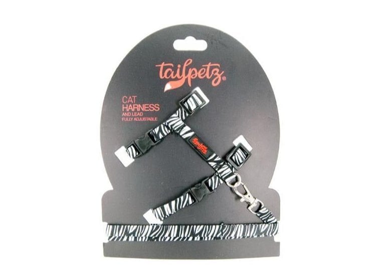 TailPetz Kedi Göğüs & Gezdirme Takımı Zebra