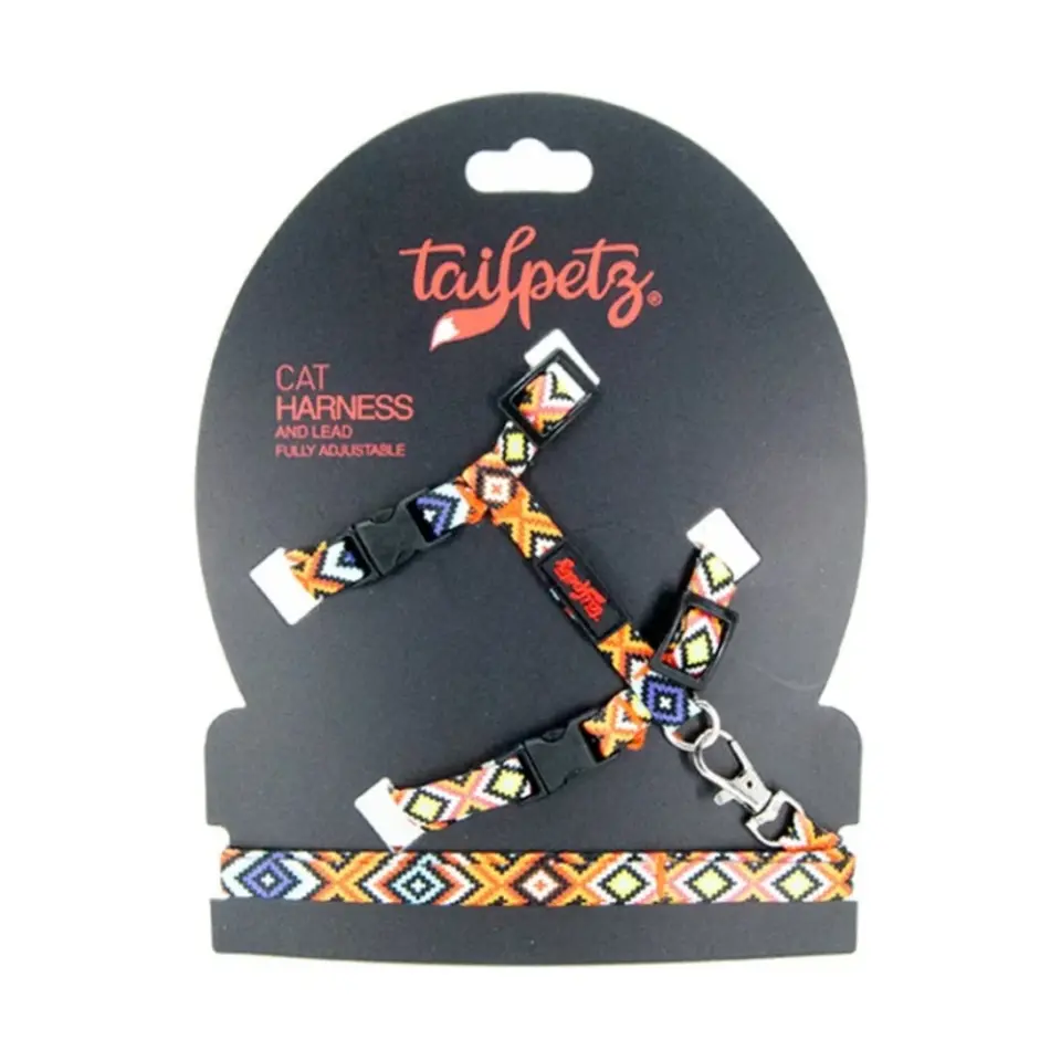 TailPetz Kedi Göğüs & Gezdirme Takımı Ethnıc