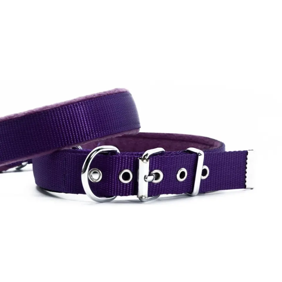 Doggie Polar Dokumadan El Yapımı Köpek Boyun Tasması 2.5x42-50 cm Mor