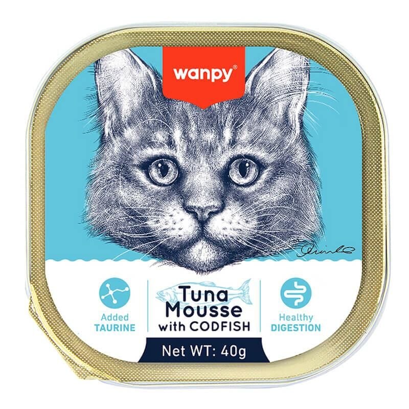 Wanpy Kedi Ton & Morina Balıklı Alutray Yaş Mama 40g