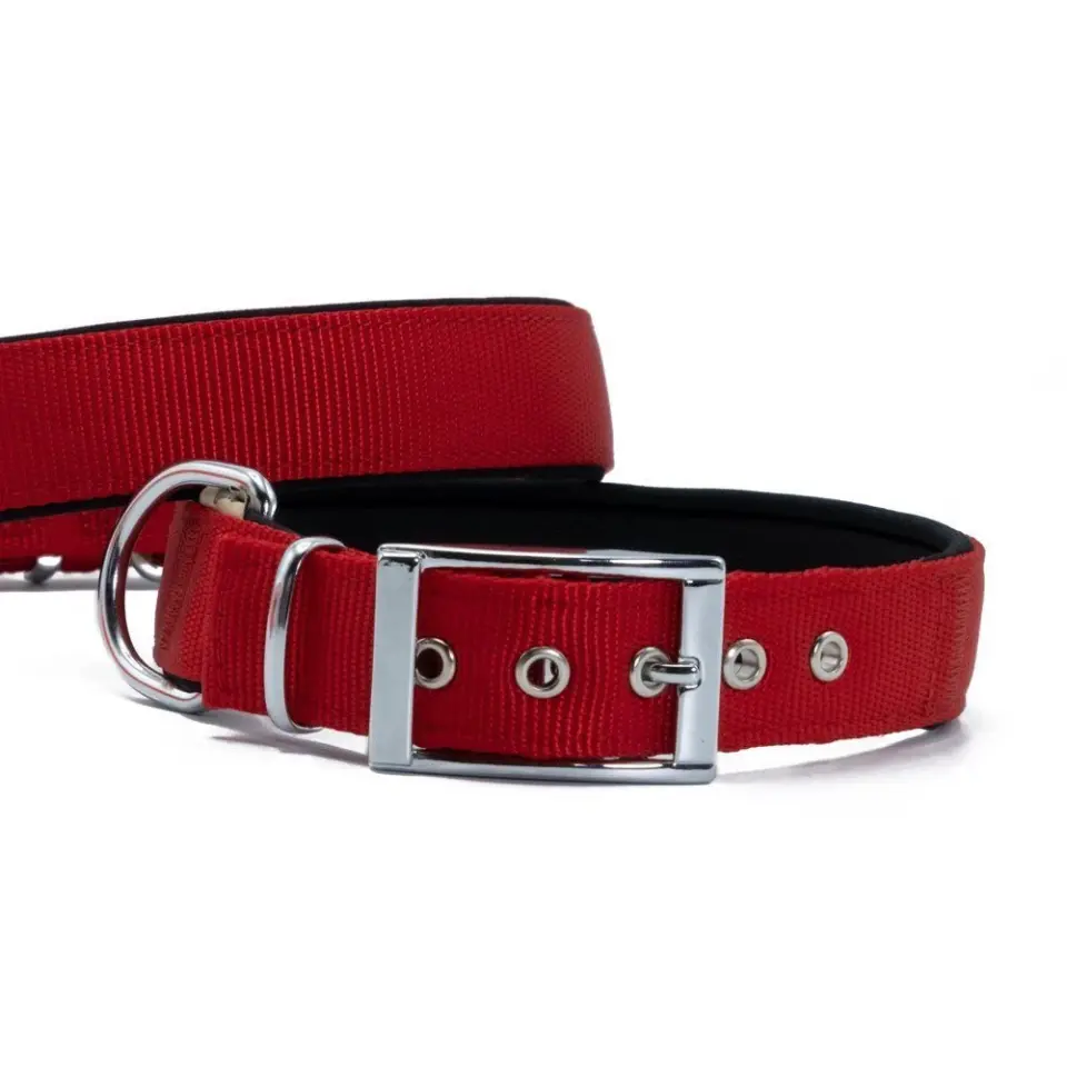 Doggie Elit Dokumadan El Yapımı Köpek Boyun Tasması 3x47-55cm - Kırmızı