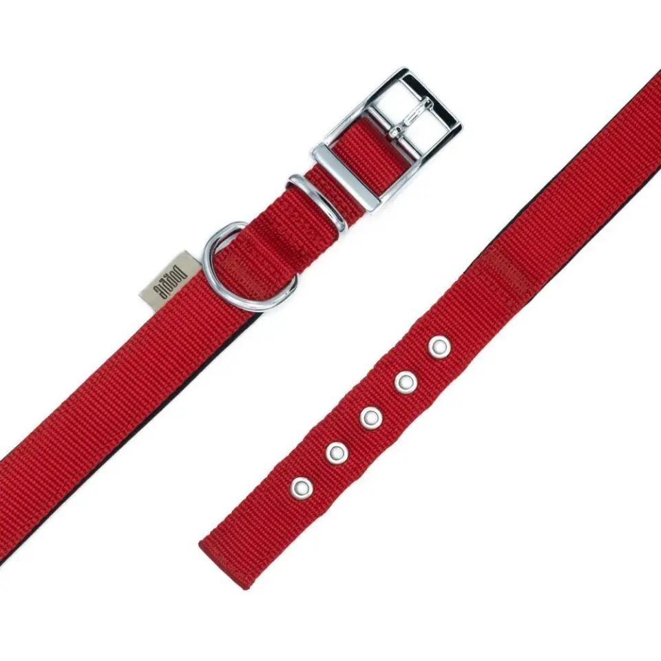 Doggie Elit Dokumadan El Yapımı Köpek Boyun Tasması 3x47-55cm - Kırmızı