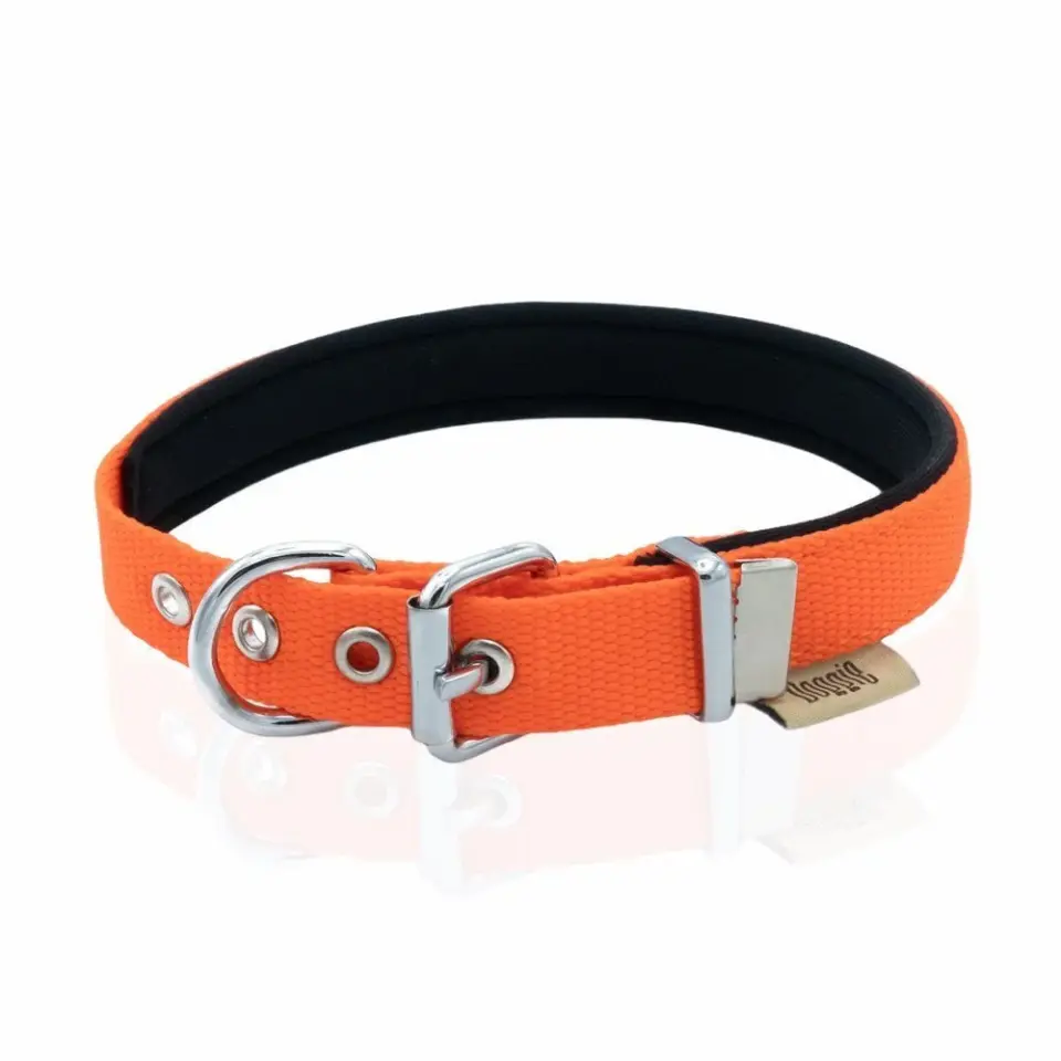 Doggie Konforlu Dokumadan El Yapımı Kemik Süslü Köpek Boyun Tasması 2x35-40cm - Turuncu