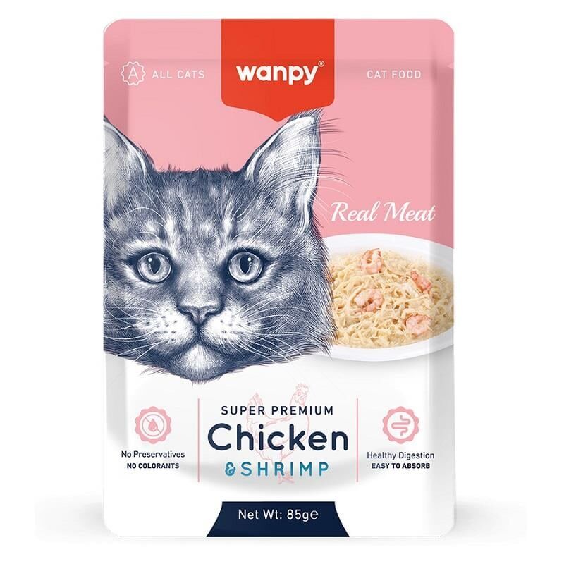 Wanpy Pouch Tavuklu & Karidesli Yaş Kedi Maması  85 gr