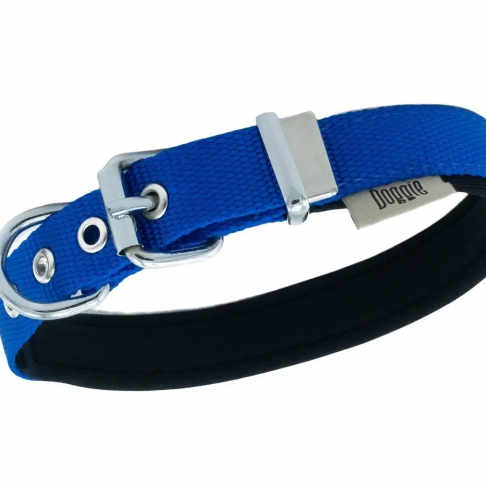 Doggie Konforlu Dokumadan El Yapımı Kemik Süslü Köpek Boyun Tasması 2x30-35cm - Mavi