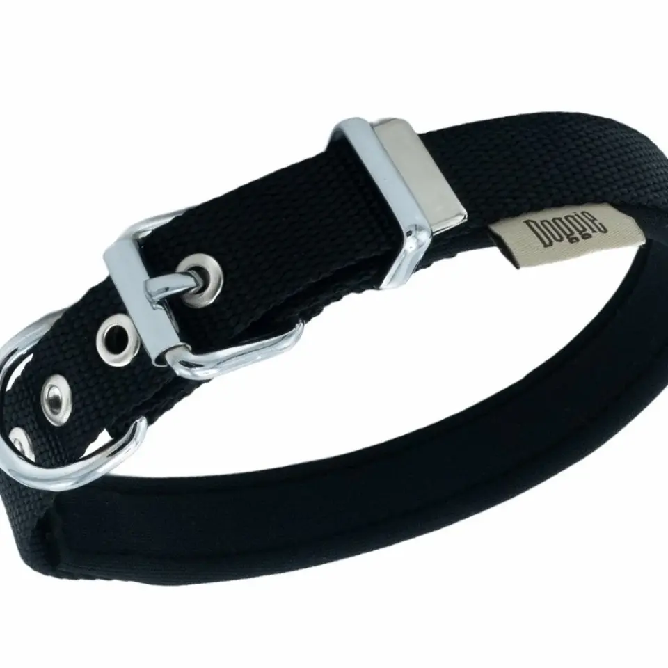 Doggie Konforlu Dokumadan El Yapımı Kemik Süslü Köpek Boyun Tasması 2x30-35cm - Siyah